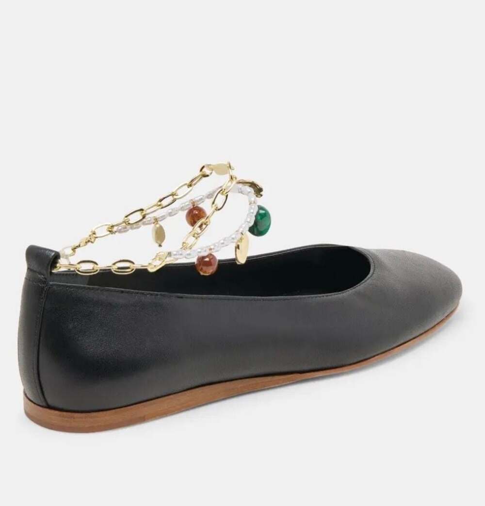 dolce vita Baiden Ballerina Flats  Black Leather Size 9 - Picture 2 of 9